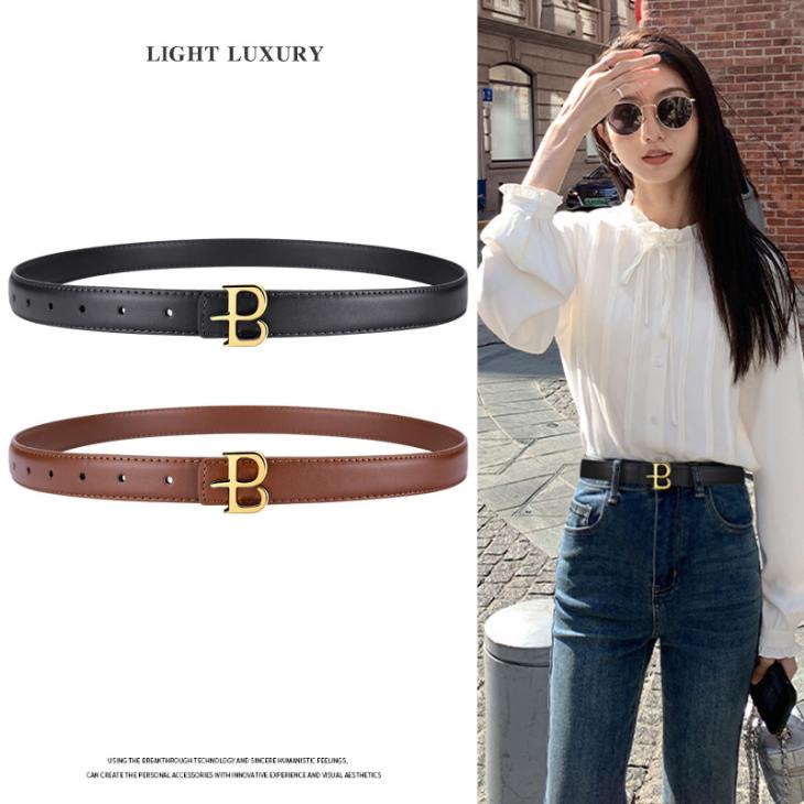 Belts | Thin Calfskin B-Belt  –  Womens Accessories Belts