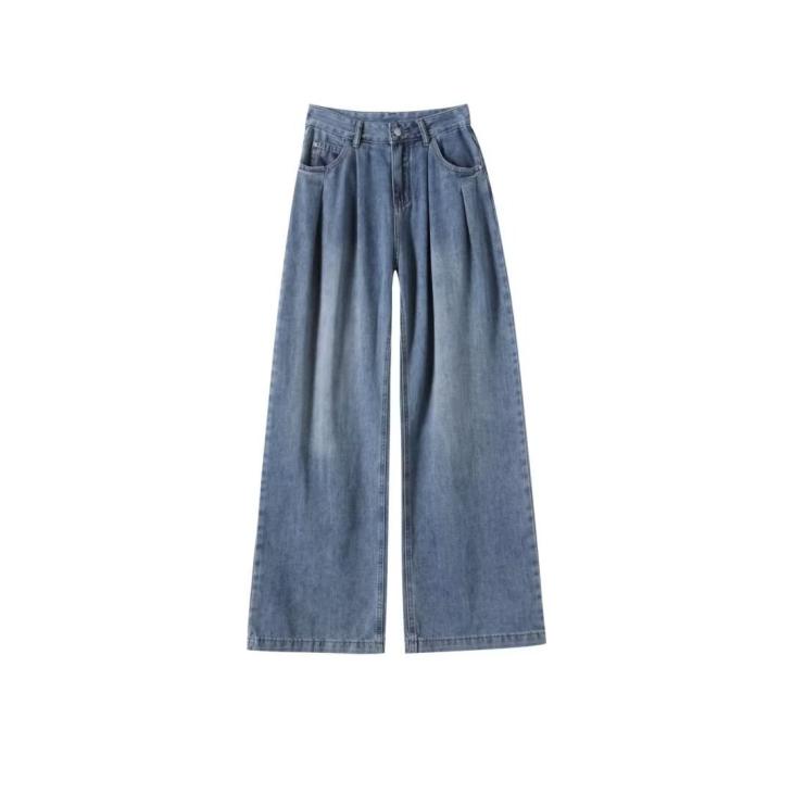 Denim | Pleated Denim Jeans  –  Womens Clothing blue