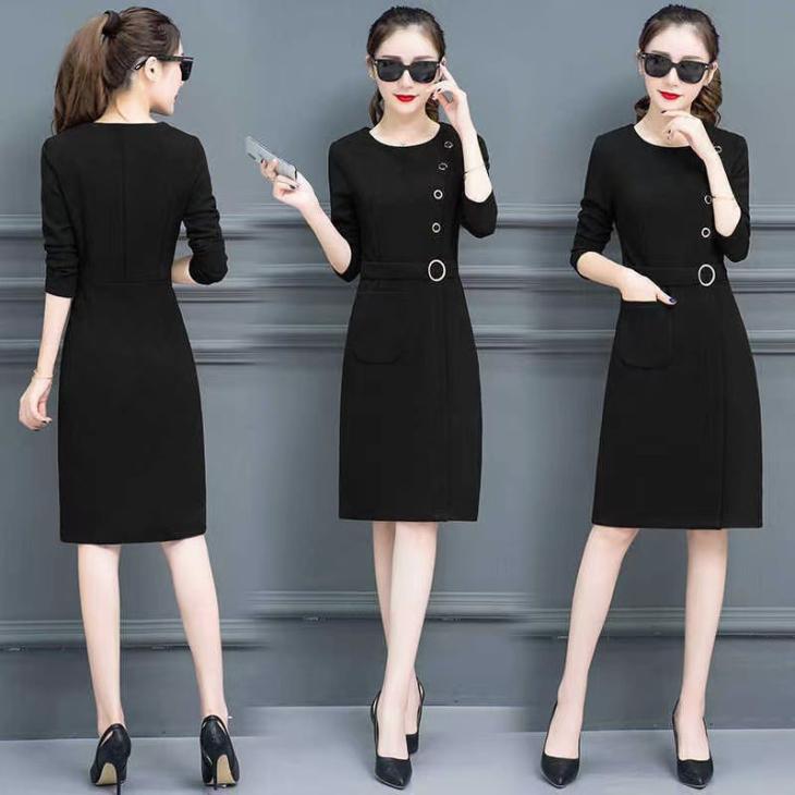 Dresses | 8-Button Crepe Dress  –  Womens Clothing black