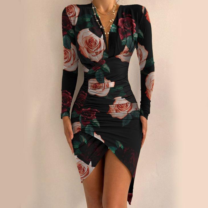 Dresses | Burnout Velvet Dress With Rose Print  –  Womens Clothing Dresses