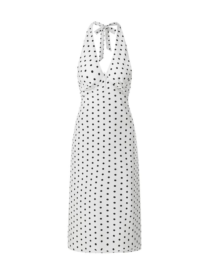 Dresses | Polka Dots Printed Maxi Dress  –  Womens Clothing Dresses