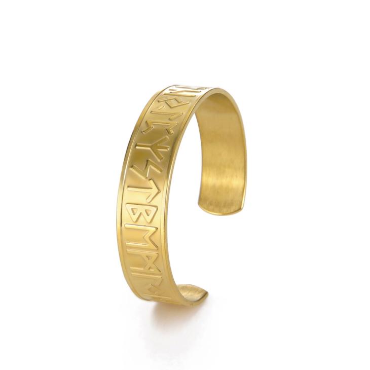 Fashion Jewelry | Gold-Tone Brass Cuff Bracelet With  Logo  –  Womens/Mens Accessories Fashion Jewelry