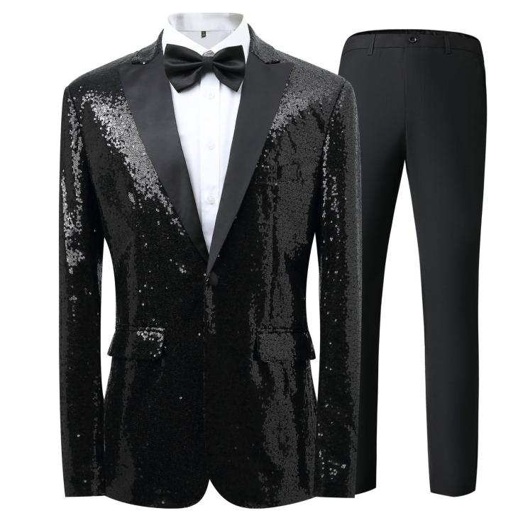 Jackets And Blazers | Two-Tone Jacket With Sequin Embroidery  –  Mens Clothing black