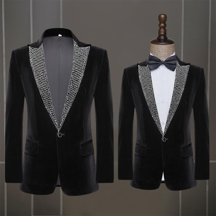 Jackets And Blazers | Velvet Jacket With Embroidered Collar  –  Mens Clothing black