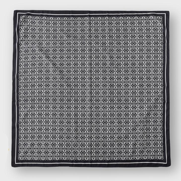 Scarves | Square Silk Scarf With Monogram Print  –  Womens Accessories black