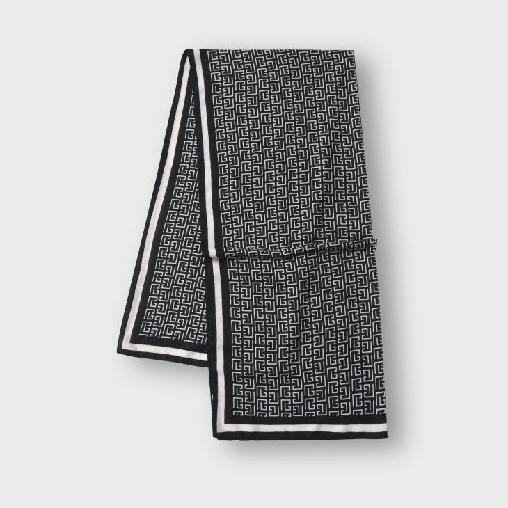 Scarves | Wool Scarf With Monogram  –  Mens Accessories black