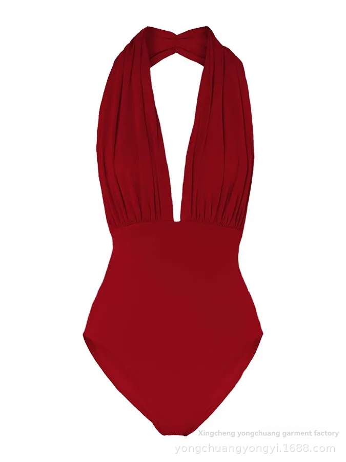 Swimwear | Draped Swimsuit  –  Womens Clothing red