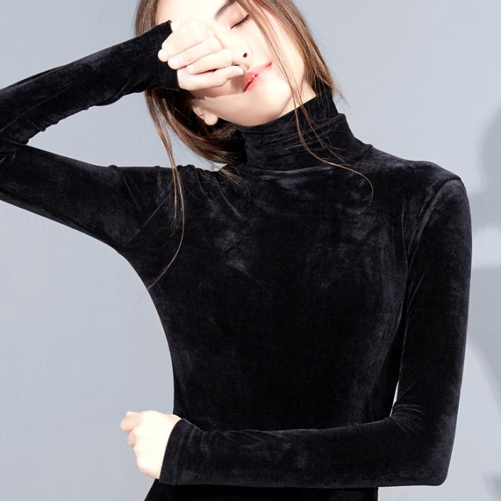 Tops And Shirts | Long-Sleeved Velvet Top  –  Womens Clothing black