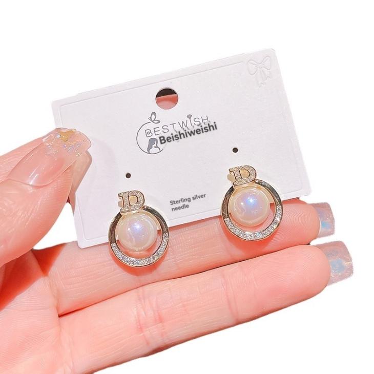 Fashion Jewelry | Pearl Earrings With Art Deco Rhinestones  –  Womens Accessories Fashion Jewelry